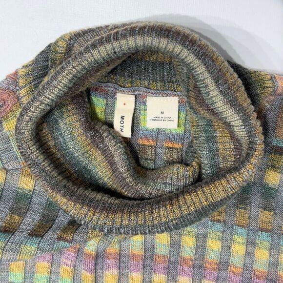 Moth Anthropologie Striped Fawcett Wool Blend Turtleneck Sweater Women’s Size M - Picture 7 of 9
